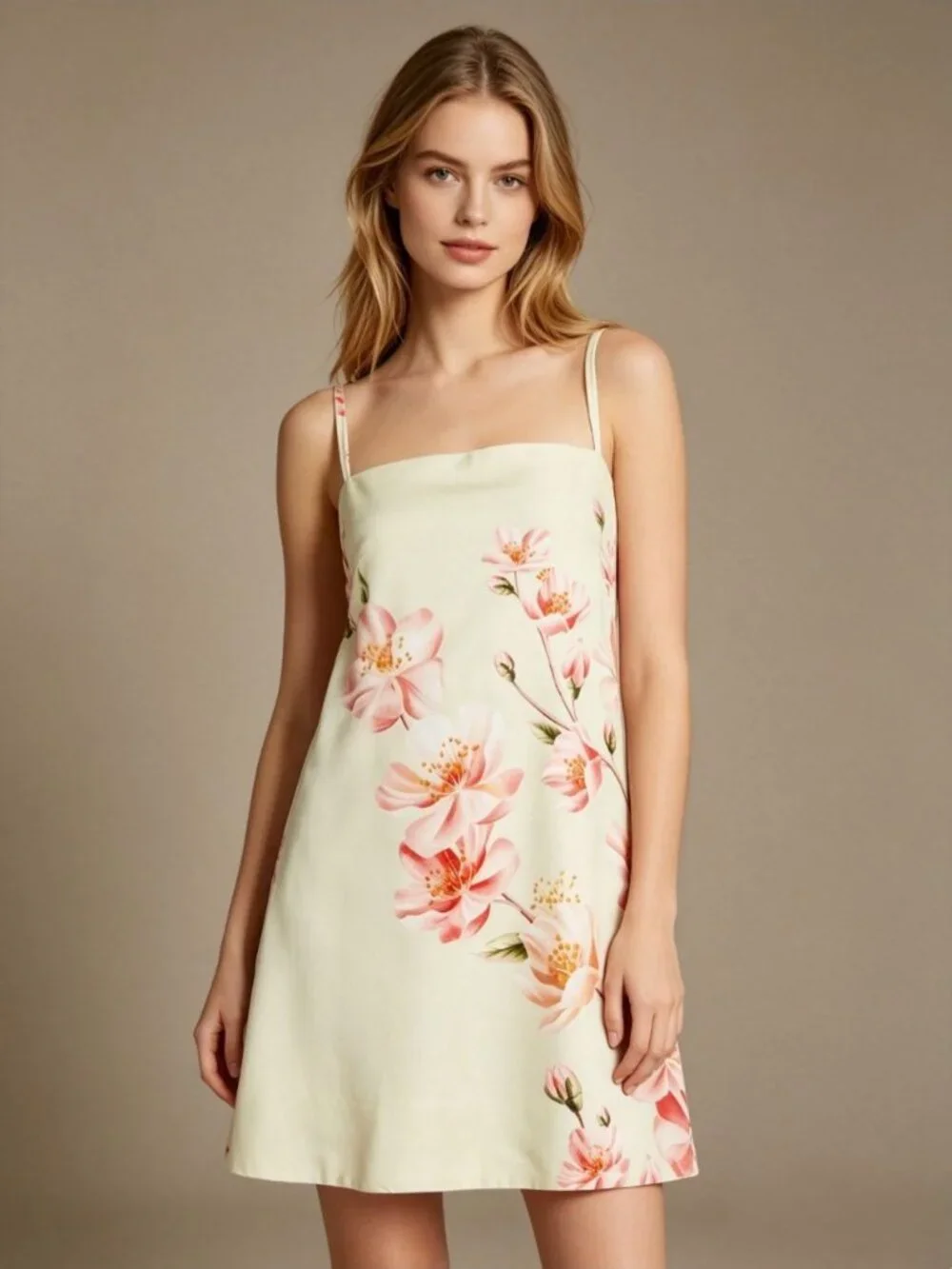 NWT Farm Rio Linen Blend Floral Print Sleeveless Mini Dress Elastic Waist Sz M - Picture 1 of 15